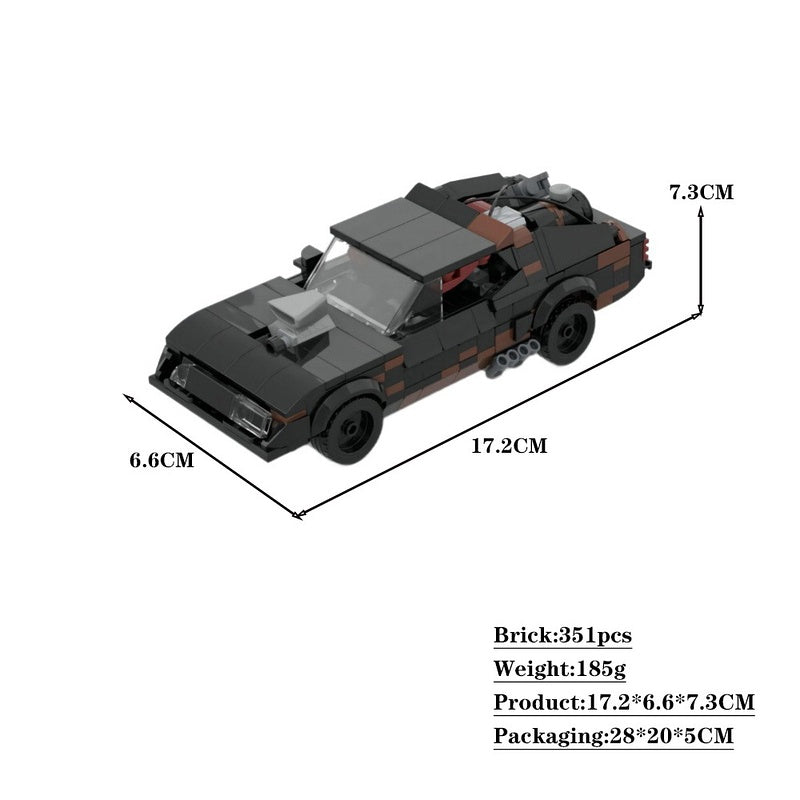 Post-Apocalyptic V8 Interceptor Muscle Car Building Kit | Compatible MOC - 9