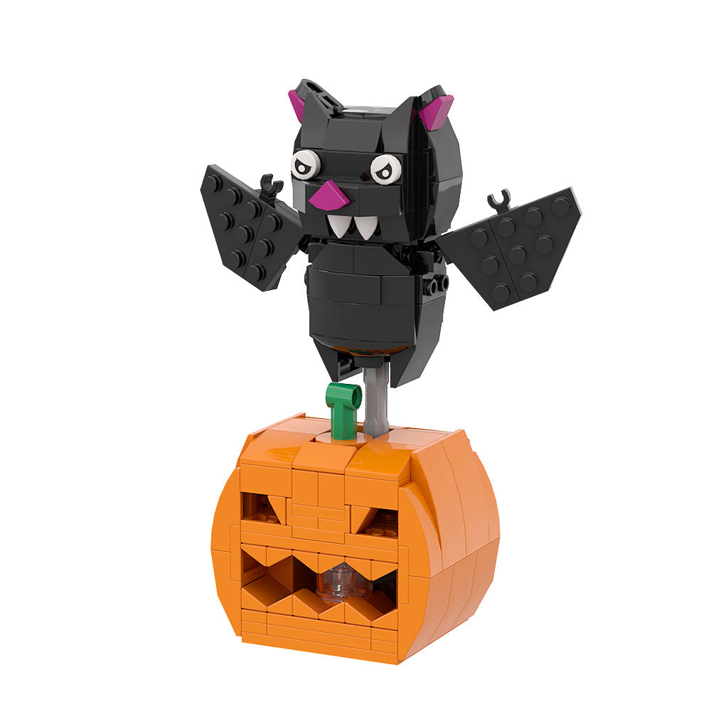 pumpkin and bat brickheadz building set | halloween | lego compatible - 3