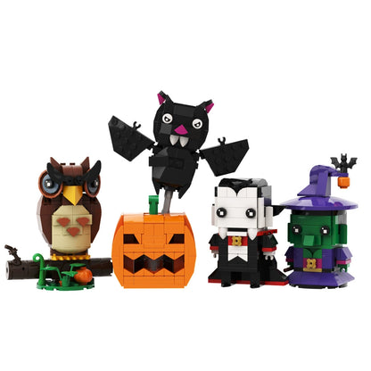 pumpkin and bat brickheadz building set | halloween | lego compatible - 6