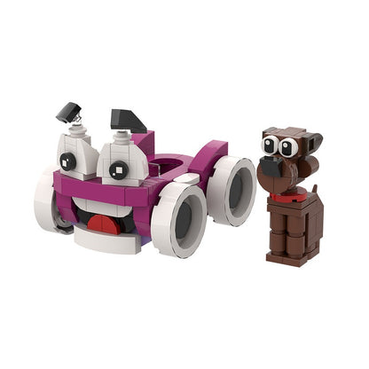 Purple Cartoon Car & Puppy MOC Building Kit - 1