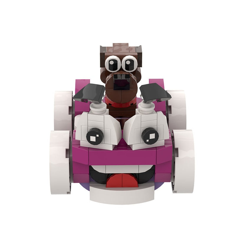 Purple Cartoon Car & Puppy MOC Building Kit - 4