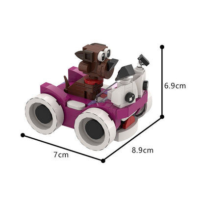 Purple Cartoon Car & Puppy MOC Building Kit - 5