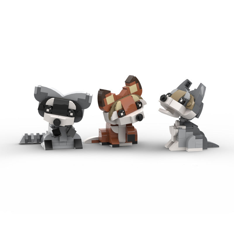 Raccoon Fox Wolf Cartoon Animal Brickheadz Set | LEGO-Compatible MOC - 1
