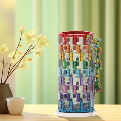 Rainbow Vase MOC Building Kit | Colorful Decorative Display Model - 2