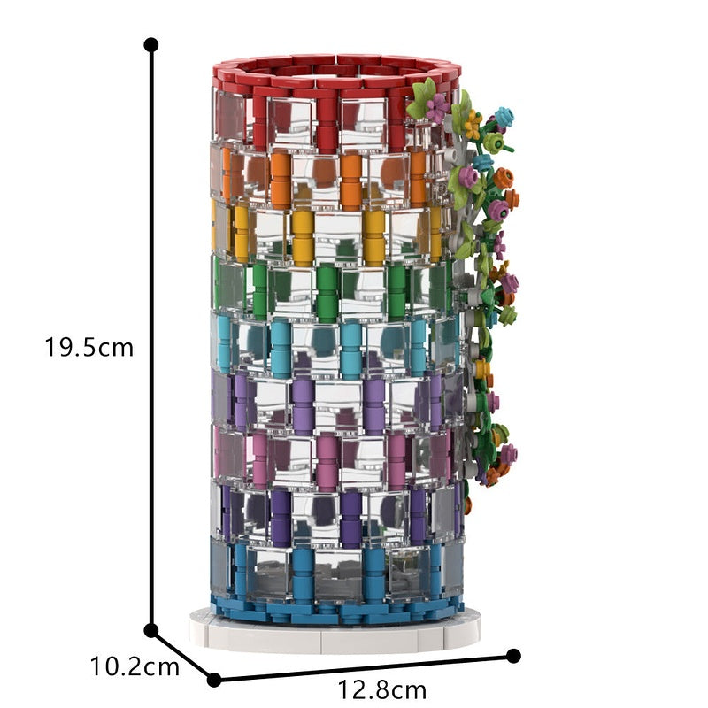 Rainbow Vase MOC Building Kit | Colorful Decorative Display Model - 4