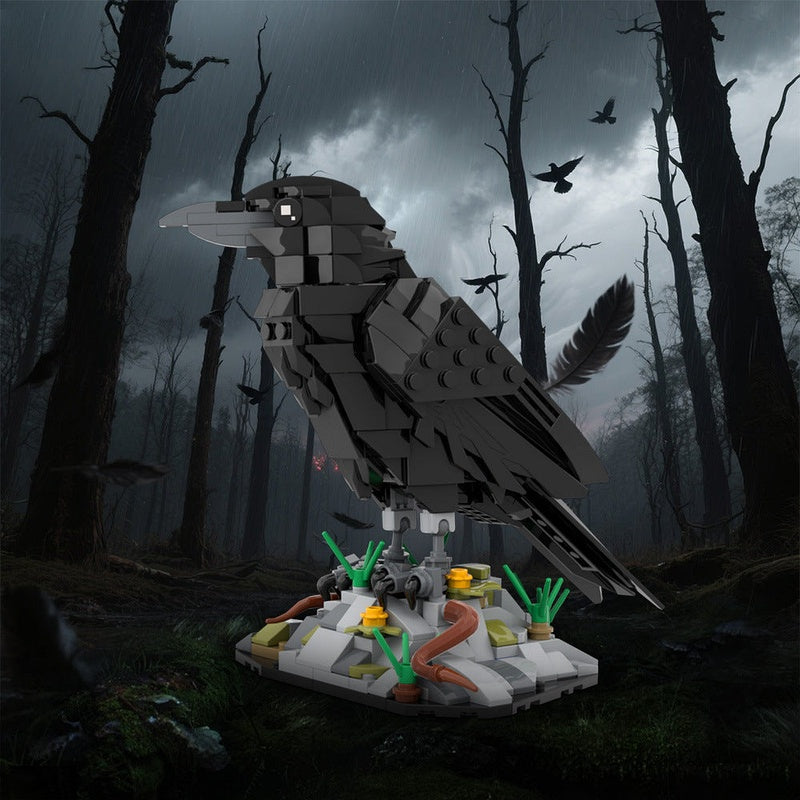 Raven MOC Building Kit | Dark Wildlife Bird Display Model Kit - 6