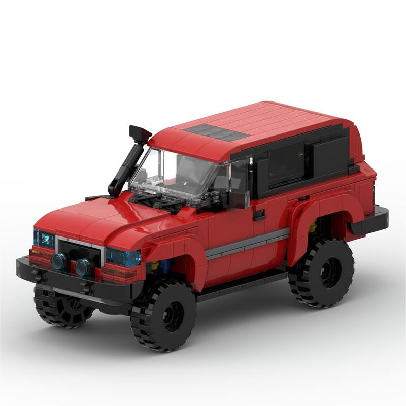 Red 1990s J80 Full-Size 4x4 Off-Road SUV MOC Building Kit - 2