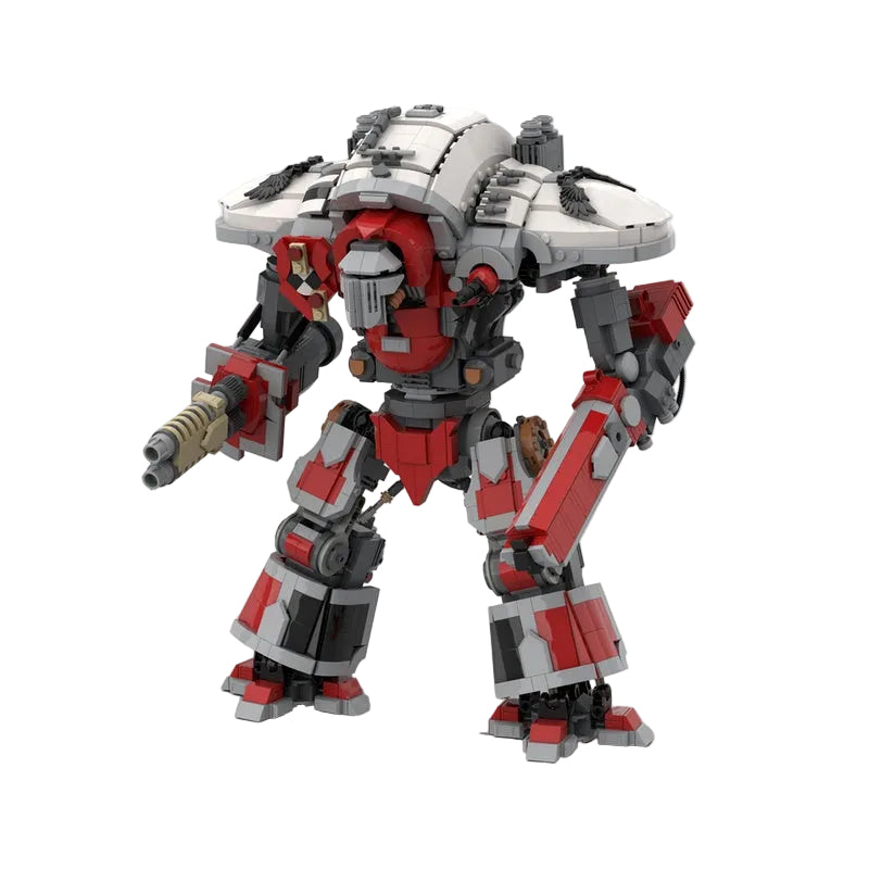 Red & White Gothic Heavy Knight Mech MOC Building Kit - 1