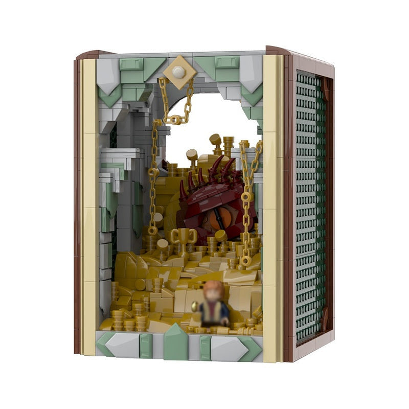 Red Dragon Treasure Book Nook MOC Building Kit | Fantasy Display - 2