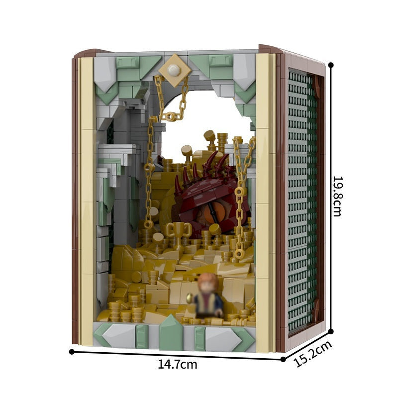 Red Dragon Treasure Book Nook MOC Building Kit | Fantasy Display - 4