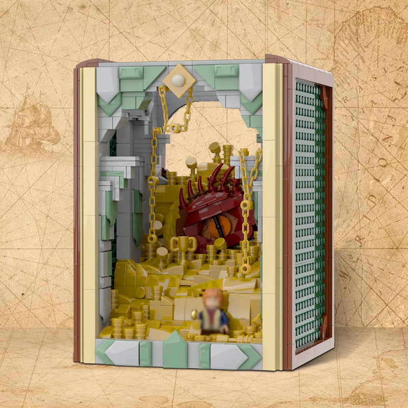 Red Dragon Treasure Hoard Book Nook Building Kit | LEGO-Compatible MOC - 2