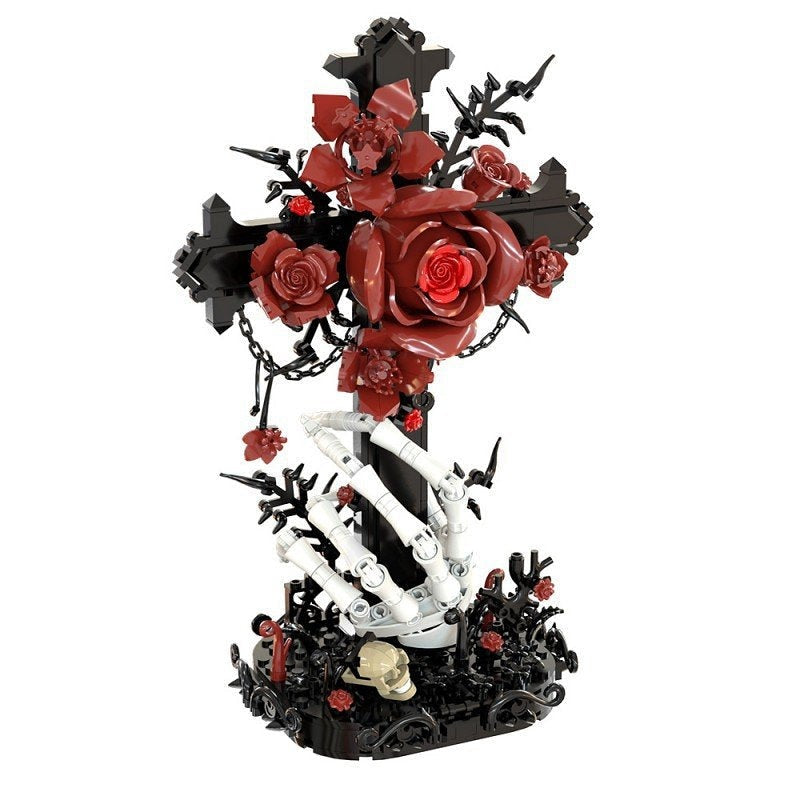 Red Rose Cross MOC Building Kit | Artistic Display Architecture Model - 2