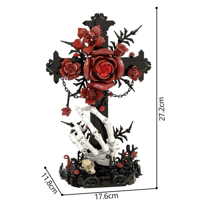 Red Rose Cross MOC Building Kit | Artistic Display Architecture Model - 4