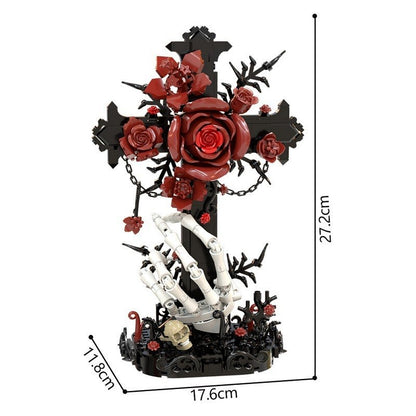 Red Rose Cross MOC Building Kit | Artistic Display Architecture Model - 4
