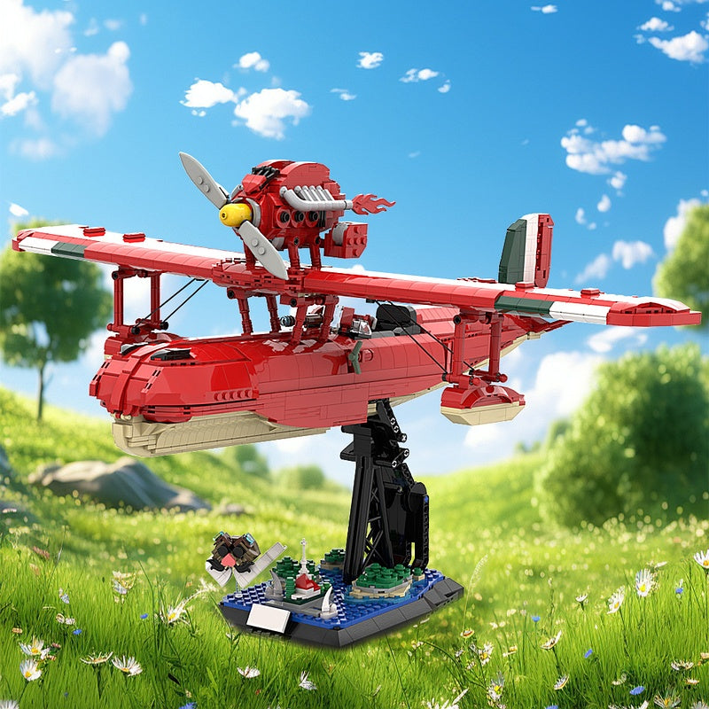 Red Seaplane Building Kit | LEGO-Compatible MOC - 1