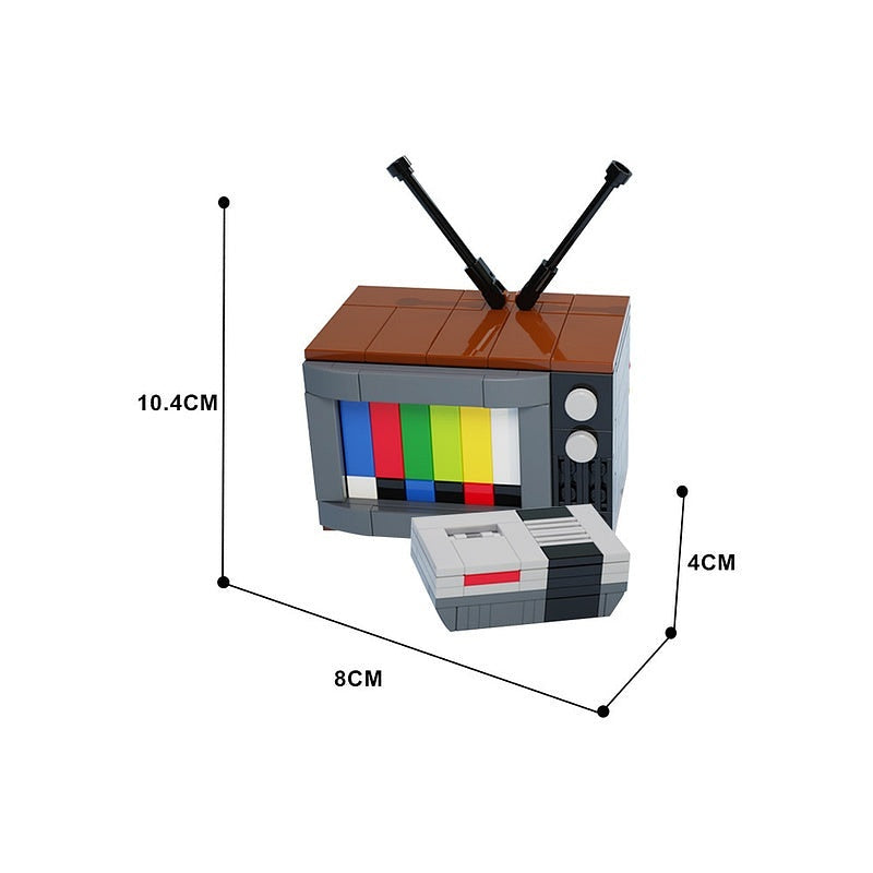 Retro 8-Bit Game Console & CRT TV MOC Building Kit | Vintage Display - 3