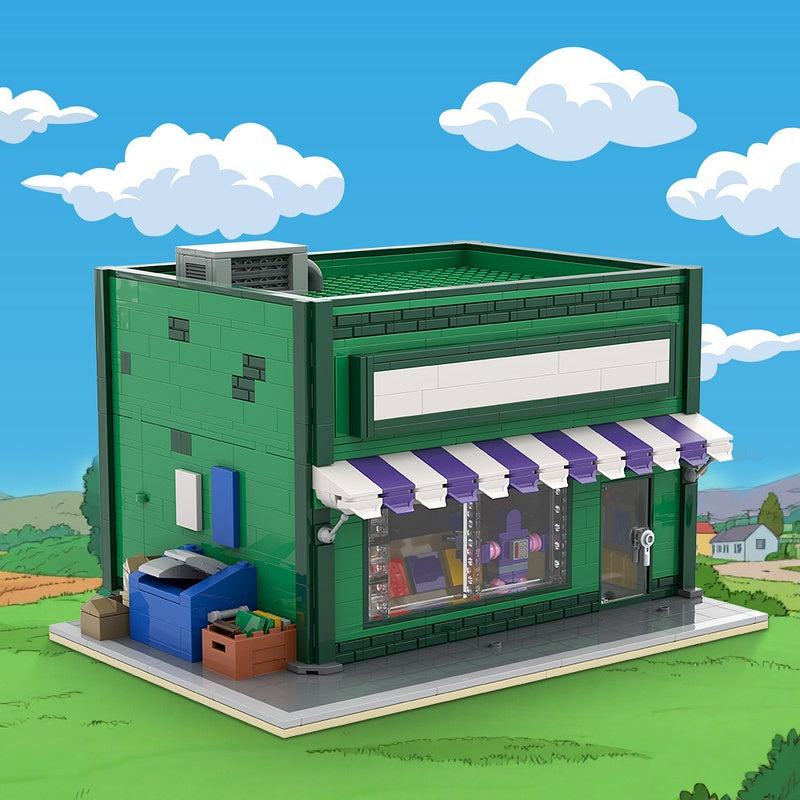 Retro Animated Comic Card Shop Modular Building Kit | LEGO-Compatible MOC - 2