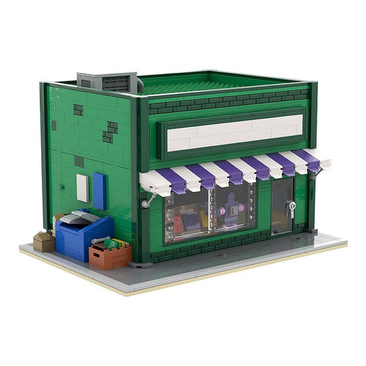 Retro Animated Comic Card Shop Modular Building Kit | Vintage Store Model - 1
