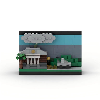 Retro Clock Tower Lightning Strike Postcard Building Kit | Compatible MOC - 3
