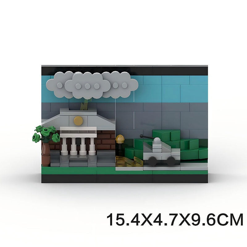 Retro Clock Tower Lightning Strike Postcard Building Kit | LEGO-Compatible MOC - 2