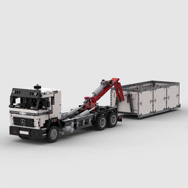 Retro European 3-Axle Hookloader Truck Building Kit | LEGO-Compatible MOC - 1