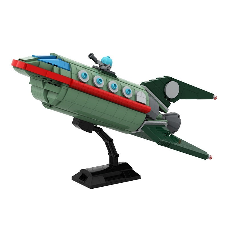 Retro Future Delivery Spaceship MOC Building Kit | Sci-Fi Cargo Vehicle - 1