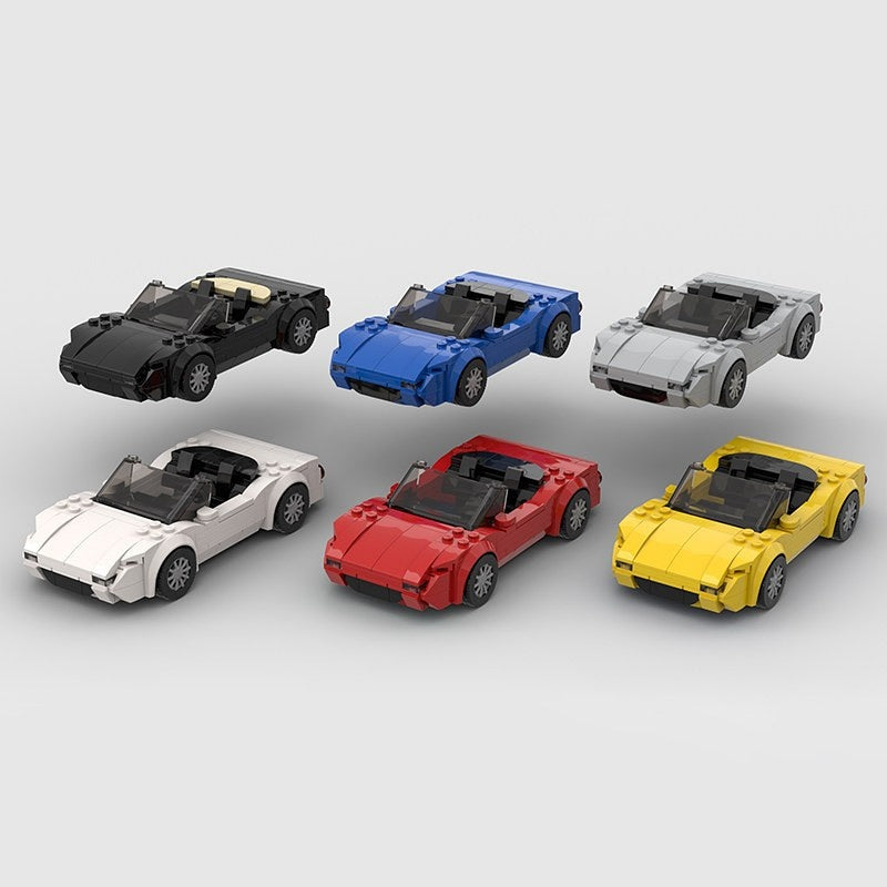 Retro Japanese Roadster Sports Car Building Kit | LEGO-Compatible MOC - 1