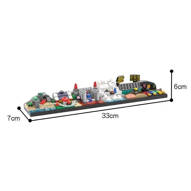 Retro Kart Racing Skyline MOC Racing Scene Building Kit - 2