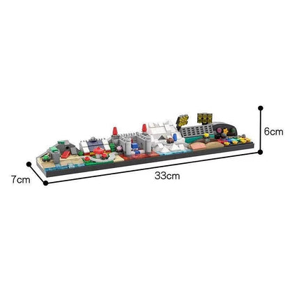 Retro Kart Racing Skyline MOC Racing Scene Building Kit - 2
