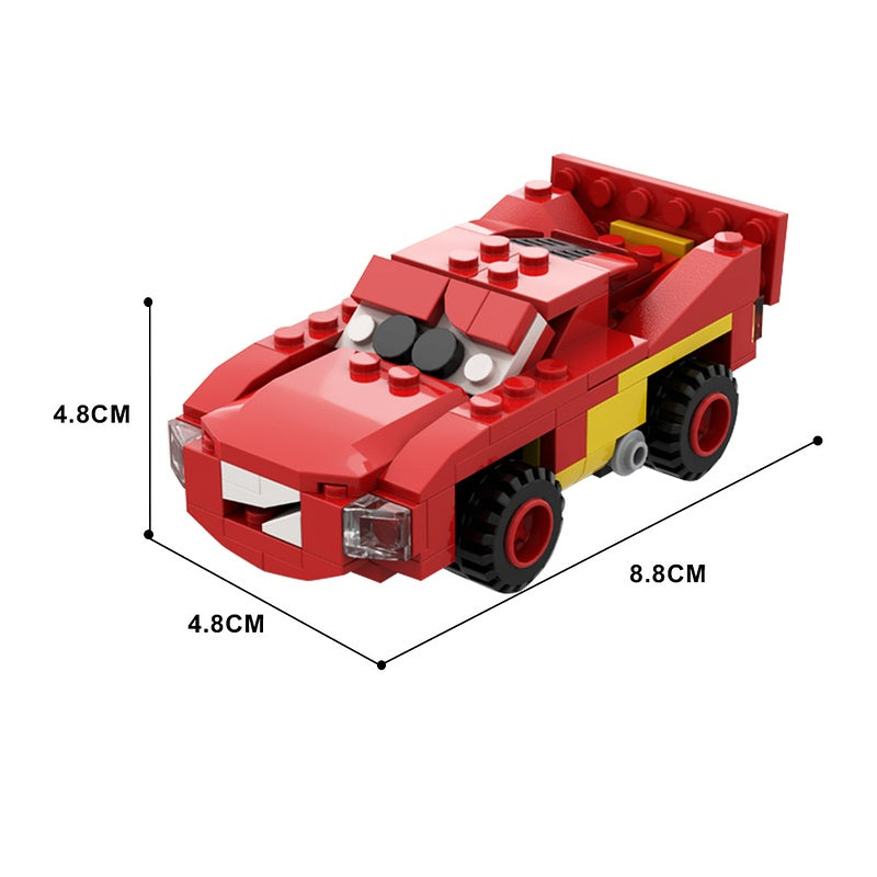 Retro Red Cartoon Race Car Building Kit | 6-Stud Wide | LEGO-Compatible MOC - 4