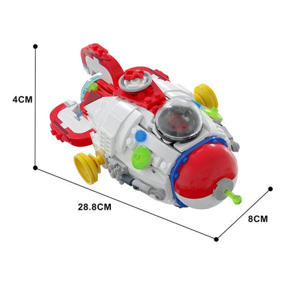 Retro Red Rocket Ship Building Kit | LEGO-Compatible MOC - 4