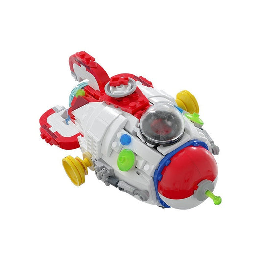 Retro Red Rocket Ship MOC Building Kit | Vintage Spacecraft Model - 1