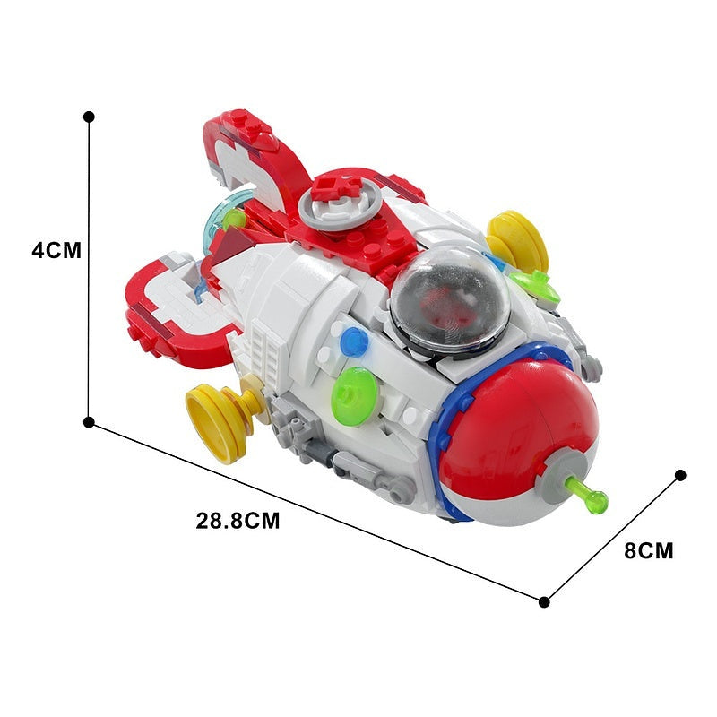 Retro Red Rocket Ship MOC Building Kit | Vintage Spacecraft Model - 3