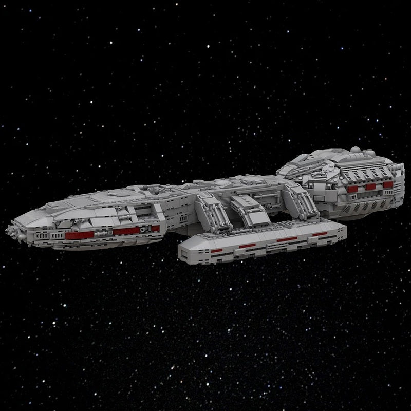 Retro Sci-Fi Capital Space Battleship Building Kit | LEGO-Compatible MOC - 2