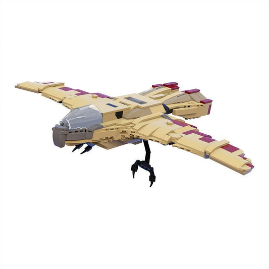 Retro Sci-Fi Hawk Fighter MOC Building Kit | Futuristic Starfighter Model - 1