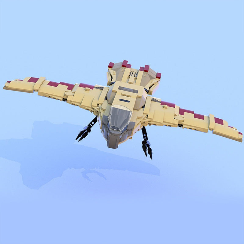 Retro Sci-Fi Hawk Fighter MOC Building Kit | Futuristic Starfighter Model - 3