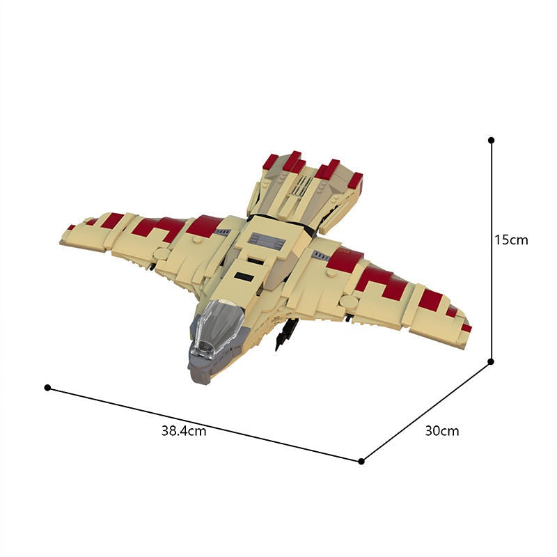 Retro Sci-Fi Hawk Fighter MOC Building Kit | Futuristic Starfighter Model - 4