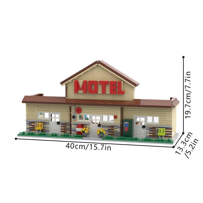 Retro Small Town Motel Building Set MOC | LEGO-Compatible Roadside Inn Diorama - 2