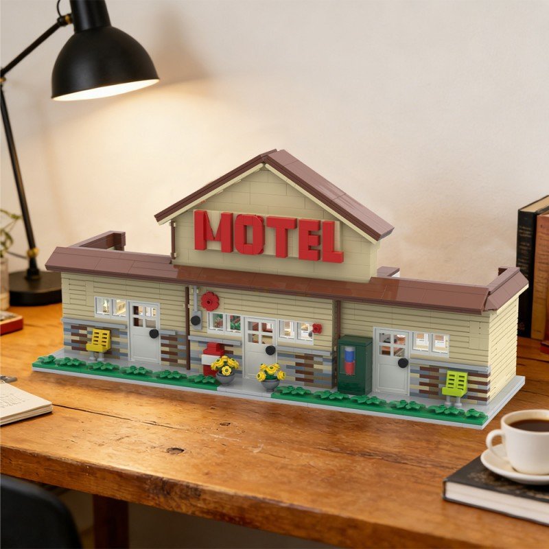 Retro Small Town Motel Building Set MOC | LEGO-Compatible Roadside Inn Diorama - 4