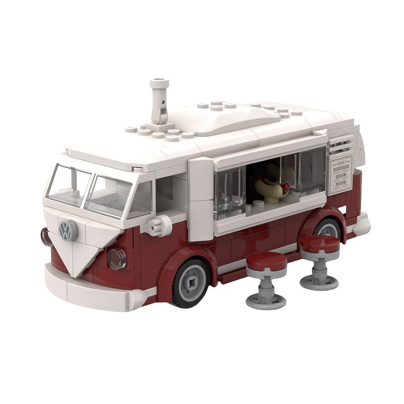Retro Vintage Camper Food Truck MOC Building Kit | Mobile Cafe Vehicle - 1