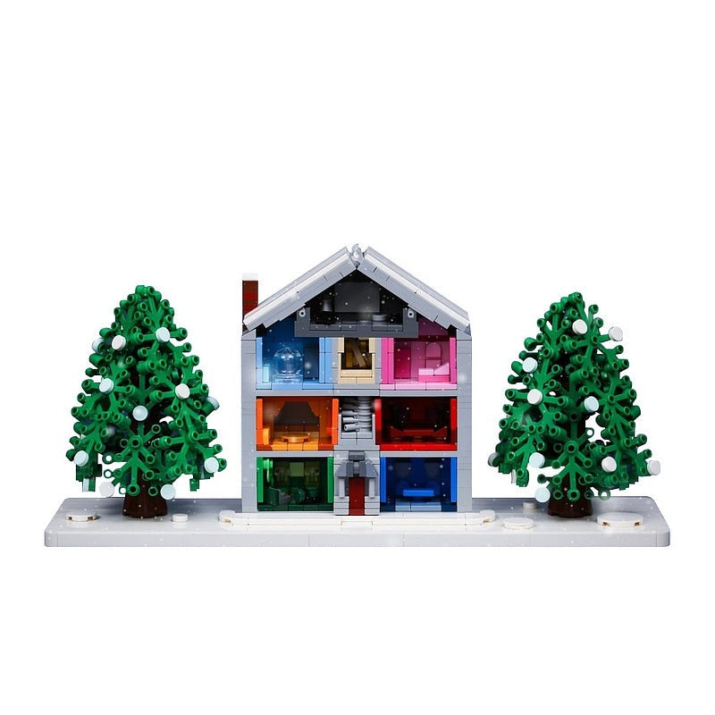 Romantic Pastel Winter House MOC Architecture Building Kit - 1