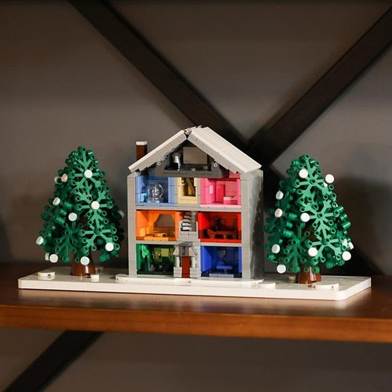 Romantic Pastel Winter House MOC Architecture Building Kit - 2
