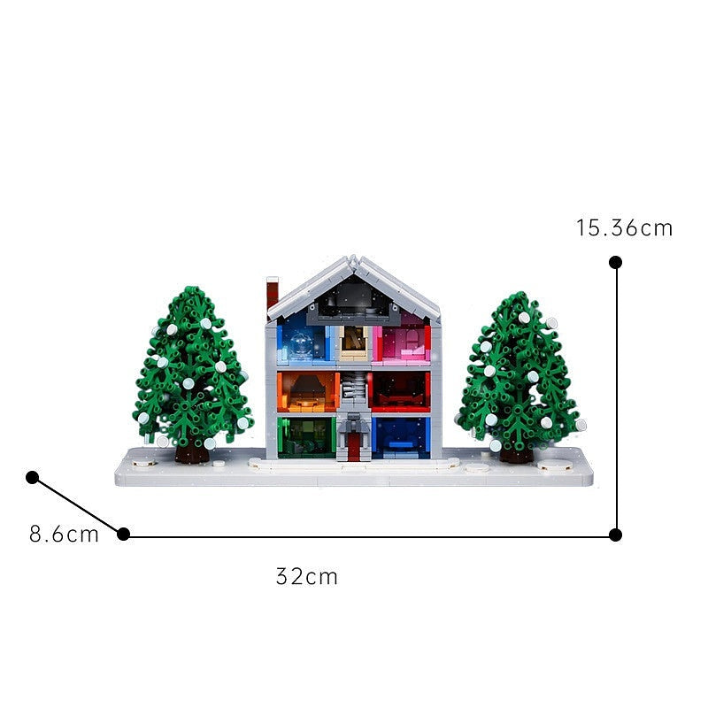 Romantic Pastel Winter House MOC Architecture Building Kit - 4