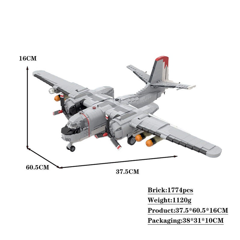 S-2 Tracker Aircraft MOC Building Kit | 1:35 Scale Patrol Plane Model - 4