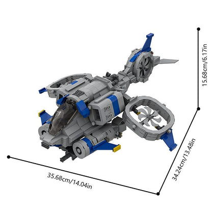 Sci-Fi Tactical Helicopter MOC Building Kit | Futuristic Aircraft Model - 8