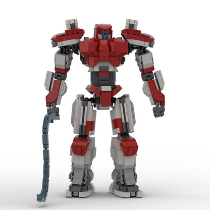 Segmented-Whip Mecha MOC Building Kit | Red & White Mechanical Figure - 3