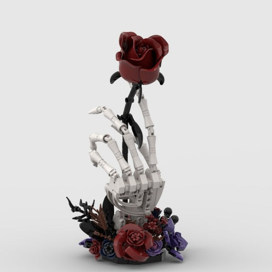 Skeleton Blood Rose MOC Building Kit | Gothic Floral Display Model - 1