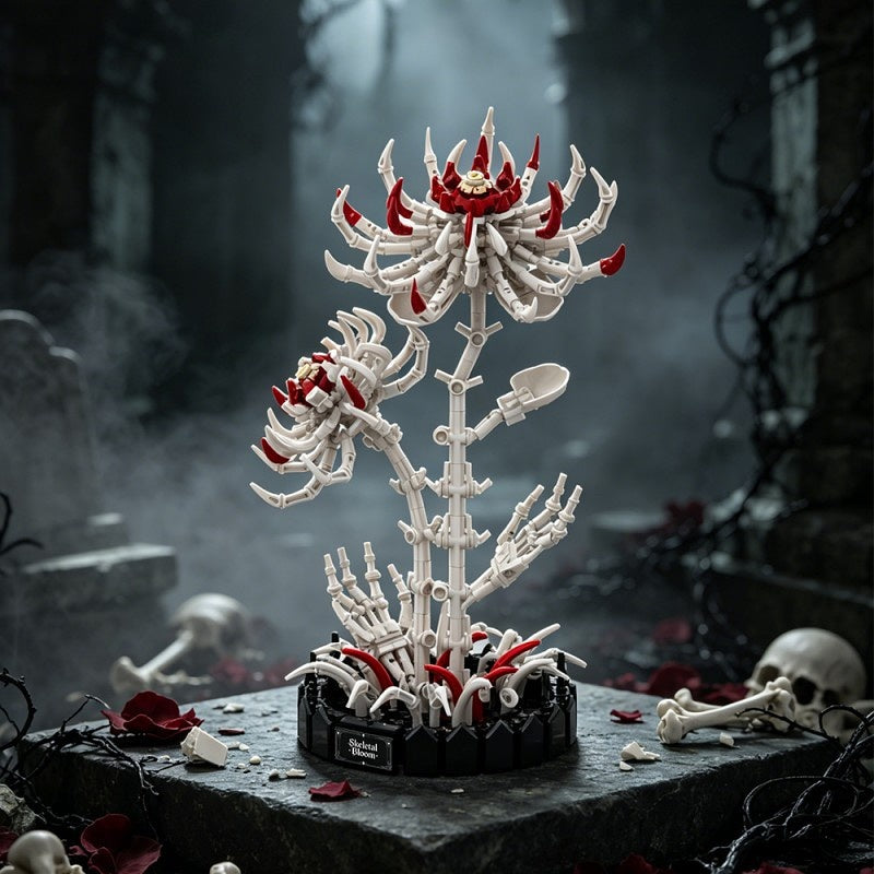 Skeleton Spider Lily MOC Building Kit | Gothic Floral Display Model - 1
