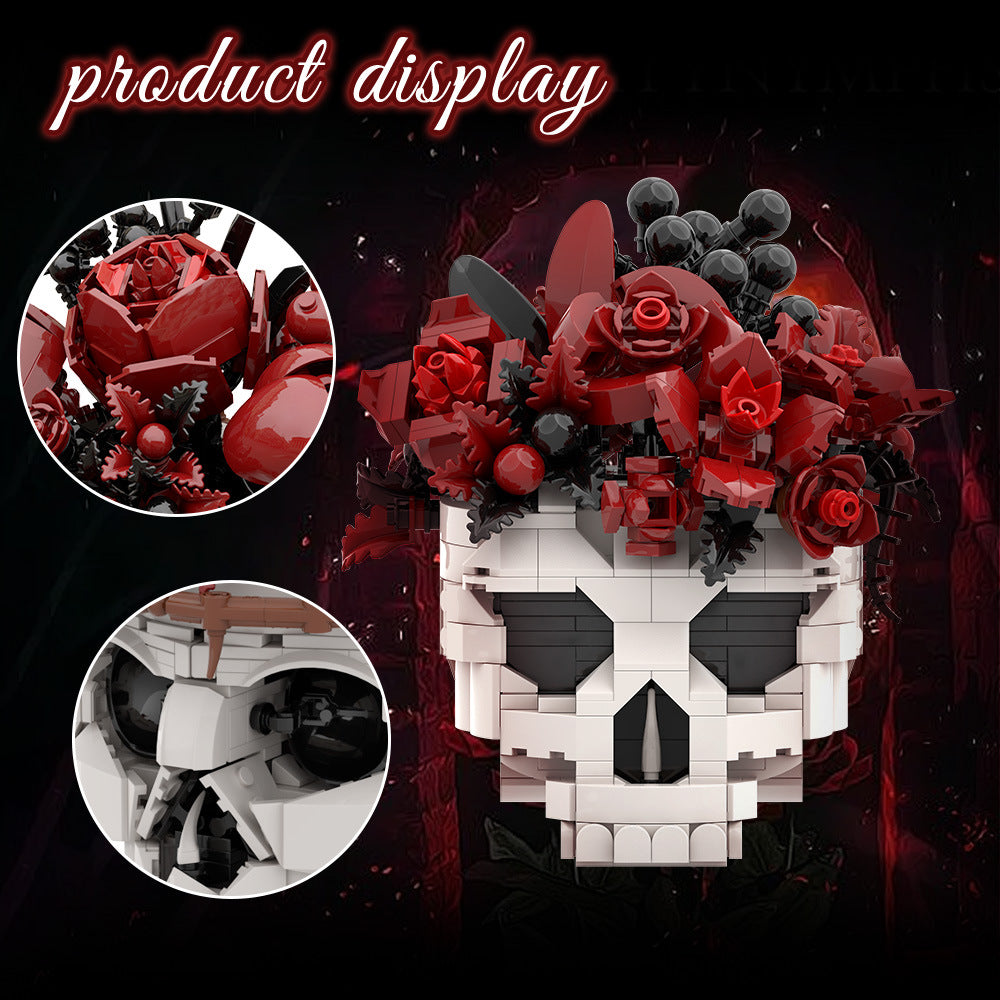 skull flower building kit | lego compatible moc - 2
