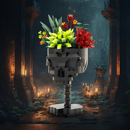 Skull Roses Bouquet MOC Building Kit | Gothic Floral Display Model - 2